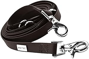 PetTec Correa de Perro de 2m, Edición Fina, Cómoda y Resistente, Fabricada con Trioflex Resistente; para Perros de hasta 50 kg de Tamaño; Proporciona Seguridad, Protección y Control (Negro)