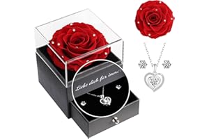‎YAMONIC Yamonic Infinity Rosen Geschenke Für Mama Ewige Rose mit Halskette 925 Sterling Silber Damen Halskette Frauen Oma Geburtstagsgeschenk für Frauen Konservierte Echte Rose