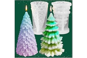 KVCSYAW 3D Christmas Tree Candle Mold, 2 Pcs Silicone Mold for Candle Making, Xmas Handmade Candle Making Mould, DIY Craft Resin Mold for Fondant Cake, Aromatherapy Candle, Chocolate, Soap, Candy