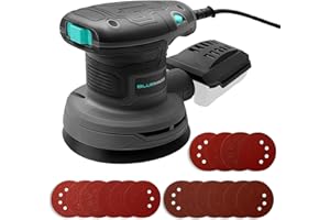 Bluemars 320W Random Orbit Sander,6 Variable Speeds (8000-13000RPM),16Pcs Sandpapers,125mm Sanding Pad, Mini Electric Sander