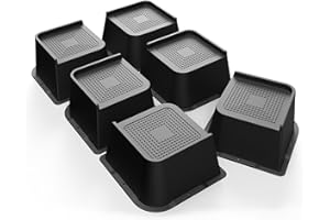 MXMZHXU Möbelerhöhung 7 cm, L-Form Betterhöhung, Heavy Duty Unterstützung bis 6000lbs, Übergroße Bett Lifts für Bett, Couches, Tische, Sofa, Schreibtische (Schwarz, 7cm-6Stück)