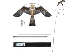 Laptony espantapájaros Cometa voladora Cultivos Protector de Aves halcón Cometa voladora para el jardín y la Granja Cometa con Poste telescópico de 4 m