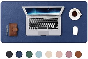 DOBAOJIA Tapis de Souris Grand Prolongé Mouse Pad Mat XL sous Main Bureau en Cuir Tapis de Portable Pad Écriture pour Bureau/Domicile, PU Étanche + Suède Antidérapant 80 x 40 cm (Bleu Foncé)