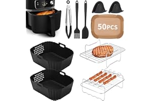 ZHUFAS Lot de 14 Air Fryer Accessoires Set,2 Pièces Moule Silicone Air Fryer pour Ninja Double Stack XL SL400EU, Moule Accessoires Airfryer pour Foodi Max Dual Zone 9.5l AF400EU AF300EU 7.5L
