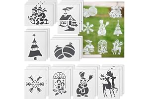 com-four® 24x Weihnachts-Schablonen für Schneespray - Wiederverwendbare Papier-Schablonen mit festlichen Motiven - Sprühschnee Fenster-Deko für Weihnachten (24x Schablonen)
