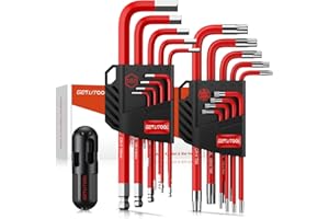 GETLITOOL 18pcs Llave Allen y Llave Torx T10-T50 Juego de Llave Allens Profesional con Punta Redonda, Hexagonal Acero al Cromo Vanadio para Reparación de Bicicletas, Montaje de Muebles