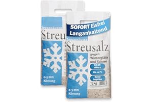 OPPENHÄUSER Streusalz 10kg: Sofort eisfrei & langanhaltend, Auftausalz gegen Glatteis, Winterstreu für sichere Gehwege, Einfahrten & Parkplätze, Kornklasse M, DIN EN 16811-1, Premium Qualität, 2x5kg