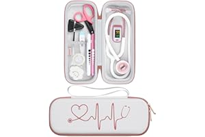 BOVKE Bolsa de estuche de estetoscopio para estetoscopios ligeros 3M Littmann Classic III, Lightweight II S.E, Cardiología IV, MDF Acoustica - Bolsillo extra enfermeras Accesorios, Oro Rosa Blanco