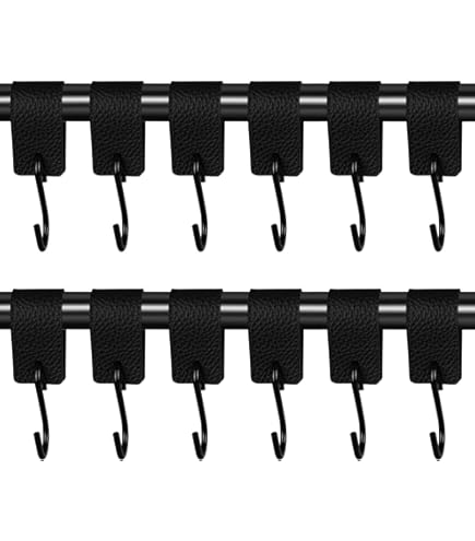 16 Ganci A S Con Passante In Pelle - Acciaio Inox Nero, Per Appendere In Cucina, Bagno, Campeggio - Foto 4