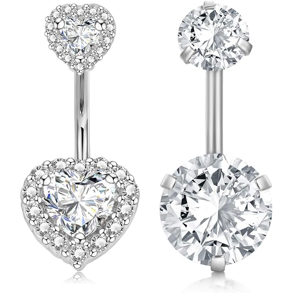 Lot De 5 Bagues De Nombril En Acier Inoxydable 14G - Barre De 10mm - Piercing Stylé Et Hypoallergénique