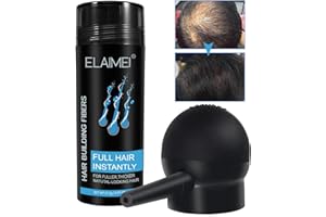 HRAMEX Hair Fibers for Thinning Hair,2-in-1 Kit Set (Black),Natural Hair Building Fibers Refill Thicker Hair in 15 Seconds, Conceals Hair Loss & Look Younger, Designed for Men & Women