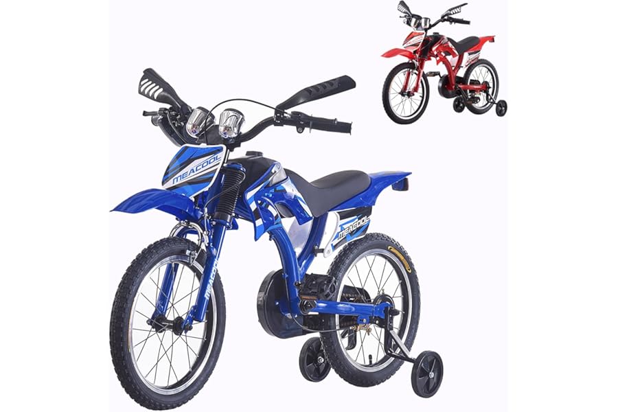 TRIOBLADE 16"/18"/20" Kids Bike Boys&Girls Kids Bicycle Motocross Motorcycle Bike Simulated Motorbike Sound With Removable Stabilisers Wheels for Ages 3-9 Years Old