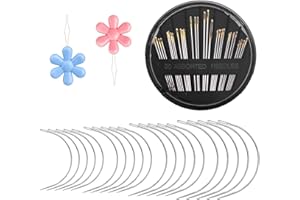 RIDDUR Lot de 30 aiguilles à coudre à la main de qualité supérieure - Différentes aiguilles pour réparation de couture - 4 tailles - Aiguilles à coudre courbées - Aiguilles à tisser pour tissus d'ameublement