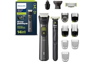 Philips Trymer z Serii 9000 14 w 1 Hybrydowa Golarka, Precyzyjne Przycinanie, Ostre Krawędzie, Wygodne Golenie, z Kosmetyczką, Ostrze Oneblade (Model MG9550/15)