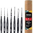 ARTIOS Miniature Paintbrush Set for Detailing - 7 Fine Tip Brushes with Premium Synthetic Hair and Brush Tube for Watercolor, Acrylic, Gouache Painting