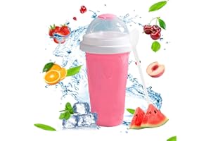 RPEIXYA Slush Becher Silikon Squeeze Cup zum kneten Gefrorene Maker Smoothie Becher Sommer-Slush Cup mit Strohhalmlöffel für Leckeres Slush Eis (Rosa)