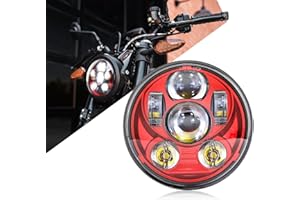 SKUNTUGUANG Faro LED redondo rojo 5.75 pulgadas para motocicleta Harley Davidson XL 1200C rojo
