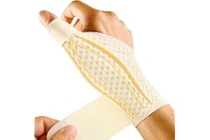 FREETOO Stable et Libre Attelle de Pouce pour Main Droite pour Tendinite, Arthrite, Rhizarthrose, Canal Carpien, Orthèse de Pouce pour Fracture, Luxation, Entorse, CMC/MCP pour Homme & Femme (Beige M)