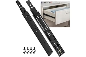 SHUHANG Glissiere pour Tiroir Avec Fermeture Amortie(softclose) Coulisse Tiroir 45kg Capacité de Charge Roulement à Billes 300 350 400 450 500 550 600 mm Extension Complète, montage latéral 1 paire