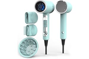 FUNTIN Hair Dryer, Blow Dryer with Diffuser Comb Brush Ionic 2300W Powerful 2024 New Version(Tiffunny Blue)