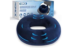 ‎HOMCA HOMCA Poduszka do siedzenia na hemoroidy, ortopedyczna, donut z pianki memory, ergonomiczna poduszka do siedzenia na wózkach inwalidzkich, samochody i krzesła biurowe, niebieski, 45x40x9cm