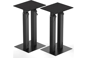 OUUTMEE Height Adjustable Speaker Stands with Cable Management, Set of 2 Floor Speaker Stand with Non-Slip EVA Mats, Double Tubes Speaker Stand Holds Satellite Speakers & Bookshelf Speakers up to 10KG