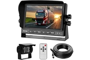 YEDDY Rückfahrkamera-Set mit 7"-LCD-Monitor & 170° Weitwinkel- Rückfahrkamera, IP68 wasserdicht, 18IR Nachtsicht, für LKW/Anhänger/Bus/Van/Landwirtschaft/Schwertransport(12-24 Volt)