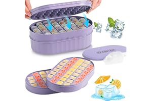 Homhut Eiswürfelform Silikon Eiswürfelbehälter mit Deckel 72 Eiswürfel mit Eiswürfelbox und Schaufel Einfach zu Lösende für gekühlte Getränke/Whisky/Früchte (Lila)