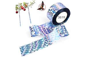 ACXILEXY 4.8CM * 110M Bandes Réfléchissantes pour Oiseaux, Ruban Répulsif Holographique, Double Face Ruban Effaroucheur pour Jardin Ferme, Bande Repulsive Anti Oiseaux pour Effrayer Les Oiseaux