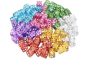Quesuc 120 pezzi capelli treccia polsino dreadlocks metallo perline clip anelli accessorio 8x9mm (7 colori misti)