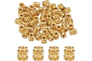 QUARKZMAN 50 szt. M2,5 Wkładki gwintowane nakrętki z mosiądzu Thermodurci M2,5 x 5 mm, OD 4,5 mm, mosiężne nakrętki z nadrukiem 3D wkładki gwintowane nakrętki żeńskie