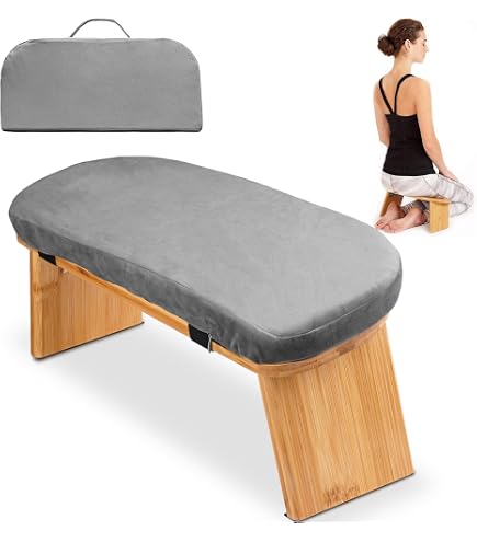 Banc De Méditation En Bambou Navaris - Tabouret Yoga Ergonomic 41x21x18cm (Montage Facile)