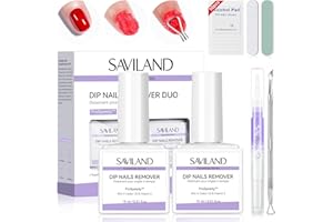 SAVILAND Kit Dissolvant pour Ongles en Poudre Dip : 2 Flacons Pro, Retrait Doux et Rapide des Manucures Dip Powder, avec Huile Cuticule et Lime a Ongle, Plus Besoin de Tremper ni d’Envelopper