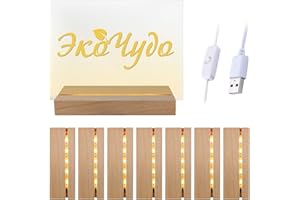 YWNYT 8 Stück LED Lichter Display Basis, Warme Farbe Rechteckig Holzbeleuchtung Basis Stand für 3mm Dicke Acryl Platte Glas Platte Harz Kunst, DIY Acrylplatte Decorative Ornament (8 Stück)