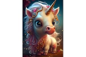EOBROMD Unicorn Diamond Painting, 5D Diamond Painting Kits for Adults Kids, Fantasy Full Round Drill Diamond Art Kits, Diamond Painting Art Crystal Rhinestone Art Craft for Home Wall Decor Gifts 30x40cm