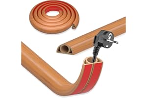 DIKARIYA DIKARYA Canalina Passacavi Pavimento Legno, 3Mx2.5cm Protezioni per Cavi a Pavimento Flessibile Copricavi Autoadesivo Passacavo a Pavimento Canalina per Cavi di Alimentazione a Casa, Ufficio, Scuola