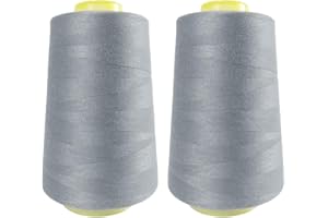 JYC CREATIVE 2 Bobine di filo per cucire (4.500 metri/rotolo), Filo in poliestere ad alta resistenza, Bobine di filo per lavori di cucito, (2 pezzi, grigio 311-5000Y)