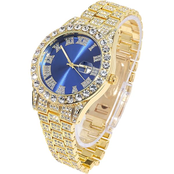 genkigold Orologio con Diamanti per Ragazzi - Quadrante Quadrato 40mm