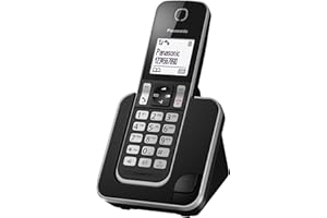Panasonic KX-TGD310JTB Telefono Cordless Digitale, Unità Base e 1 Ricevitore, Display LCD Bianco, Vivavoce, ID Chiamante, Blocco Chiamate Indesiderate, Modalità Eco Plus, Sicurezza DECT, Nero