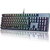 Mechanical Gaming Keyboard RGB Backlit 105 Keys UK Layout Rollover, Blue Switches Customizable Key with 12 LED RGB Color Mode
