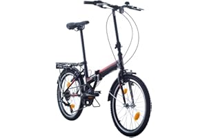 BIKE SPORT LIVE ACTIVE Bikesport 20 Pulgadas Bicicleta Plegable, Shimano 6 Velocidades, Bicicleta Hombre y Bicicleta Niño, Adecuado de 155 cm a 185 cm Negro