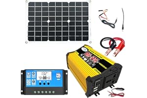 SUPATMUL energía solar portátil, Kit Completo Paneles solares, 220V Inversor Corriente 4000W (máx.) con 2 Puertos USB, 30A Controlador Carga Solar, 18W panel solar monocristalino
