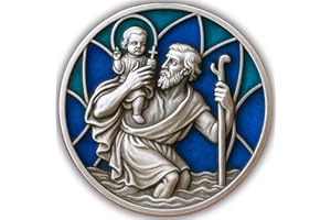 ELBKAISER – Christopherus Auto Magnet - Emailie Blau – Heiliger Christophorus Plakette fürs Auto – Schutzpatron - Autofahrer & Schutzengel Auto Magnet, edle Christophorus Auto als Geschenk