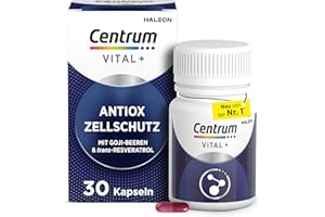 ‎CENTRUM Multivitamin - Centrum Vital+ Antiox Zellschutz, für Schutz vor oxidativem Stress & Zellregeneration, mit Goji-Beeren, trans-Resveratrol, Vitamin A, Vitamin C, Zink, Selen, 30 Kapseln