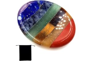 GIEEU 7 Chakra Pietre di preoccupazione ovali,Cristallo di guarigione per il sollievo dall'ansia, Pietre curative di Cristallo curative dei Chakra, bilanciamento dei centri energetici