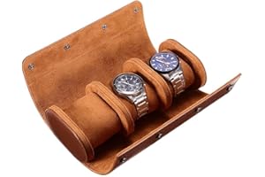 HATOFES Uhrenbox für Herren – Uhrenrolle,Uhrenetui, Organizer mit abnehmbaren Uhrenkissen, PU-Material, Vintage-Uhren-Vitrine, Aufbewahrung für Uhrenschmuck (Uhrenbox aus Leder mit 3 Schlitzen)