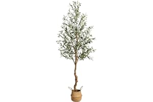 Aptliton 6FT Artificial Olive Tree, 180cm Large Tall Fake Plants, Artificial Olive Plants with Lifelike Leaves, Wood Trunk, Fruits, Suitable for Indoor Outdoor Living Room Office Garden Decor