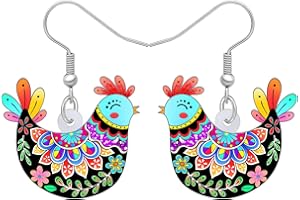 Acrylic Drop Hen Chicken Earrings Funny Farm Design Lovely Gift For Girl Women By The Bonsny