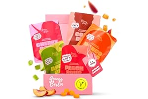 Genuss Berlin – Low Carb Gummibärchen Mix – 5x100g – 92 % weniger Zucker – Vegane Süßigkeiten & Candy ohne Süßstoffe – Kalorienarme Fruchtgummis – Keto Snack – Gesunde Gummibärchen & Weingummi