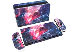PlayVital Skin Sticker für Nintendo Switch OLED Modell,Aufkleber Sticker Decal Folie Abziehbild Faceplates Klebefolie für Switch OLED Konsole&Joy Con&Dock&Grip(Galaxie Weltraum)